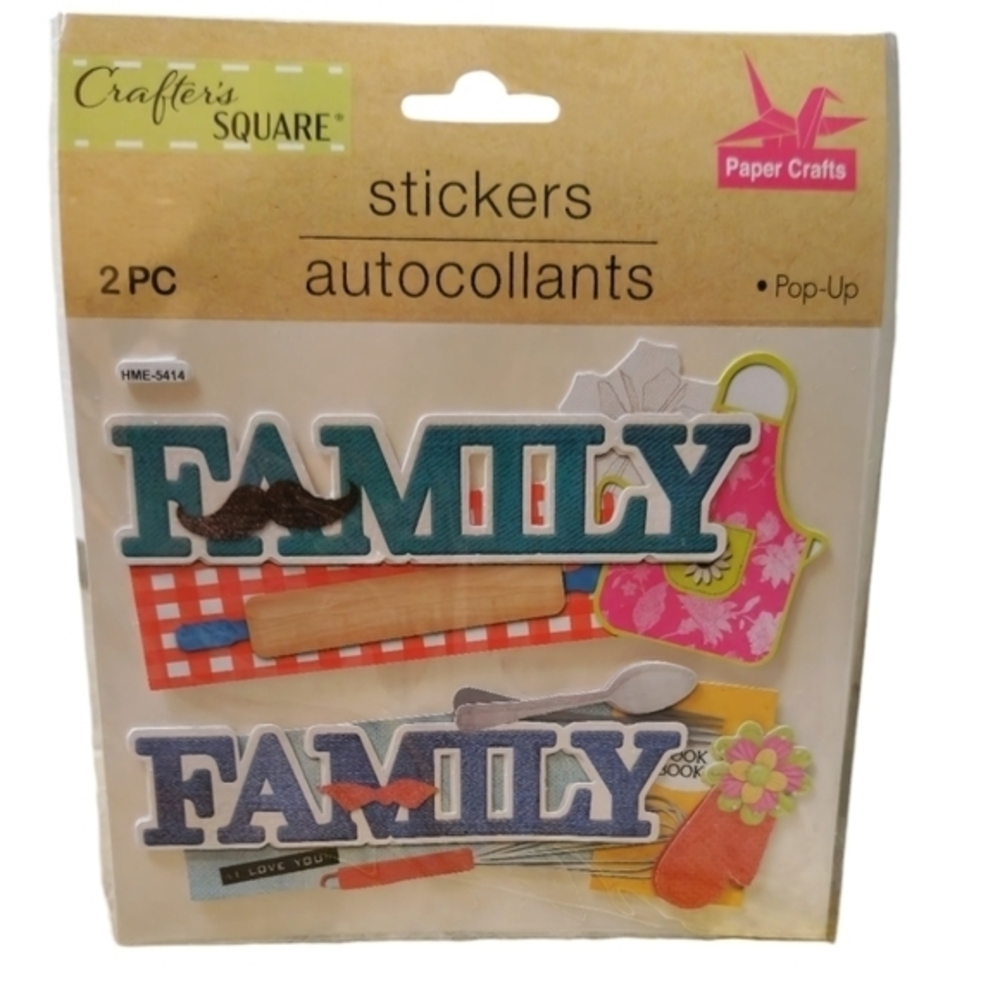 Crafter's Square Dimensional 2PC‎ Paper Family Themed Stickers Scrapbooking